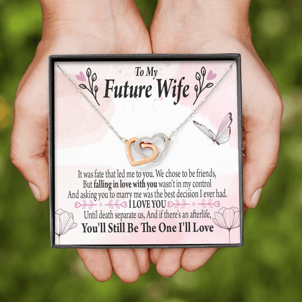 To My Future Wifebest Decision Inseparable Necklace Pendant 18k Rose Gold Finish 16� - Interlocking Hearts Necklace
