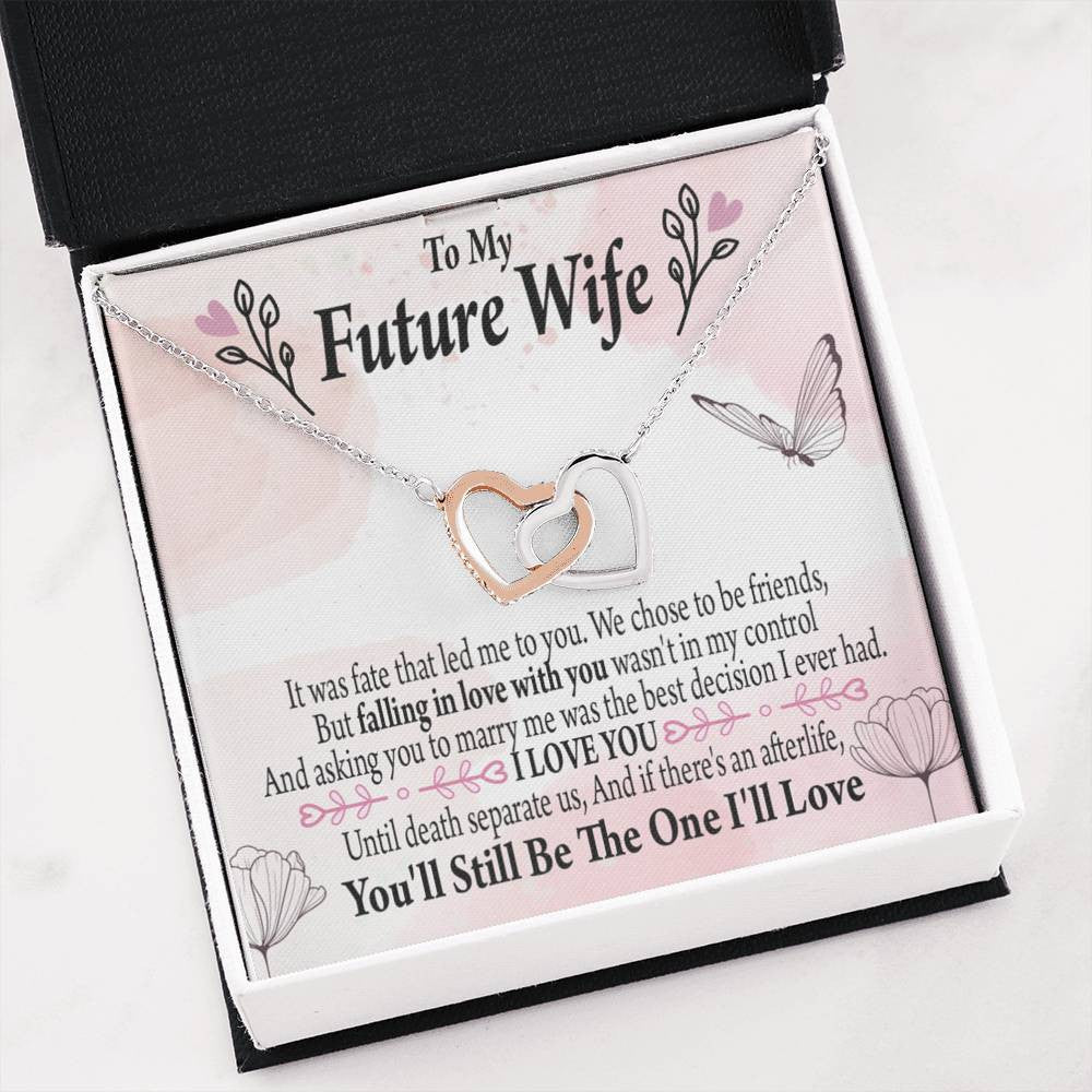 To My Future Wifebest Decision Inseparable Necklace Pendant 18k Rose Gold Finish 16� - Interlocking Hearts Necklace