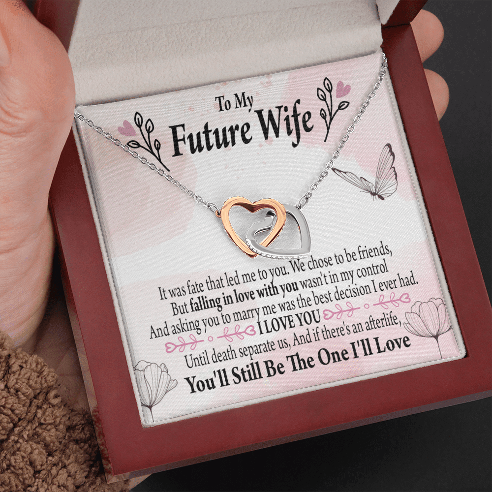 To My Future Wifebest Decision Inseparable Necklace Pendant 18k Rose Gold Finish 16� - Interlocking Hearts Necklace