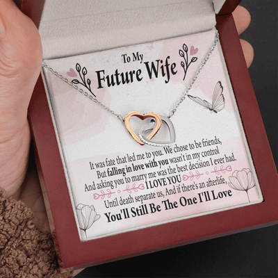To My Future Wifebest Decision Inseparable Necklace Pendant 18k Rose Gold Finish 16� - Interlocking Hearts Necklace