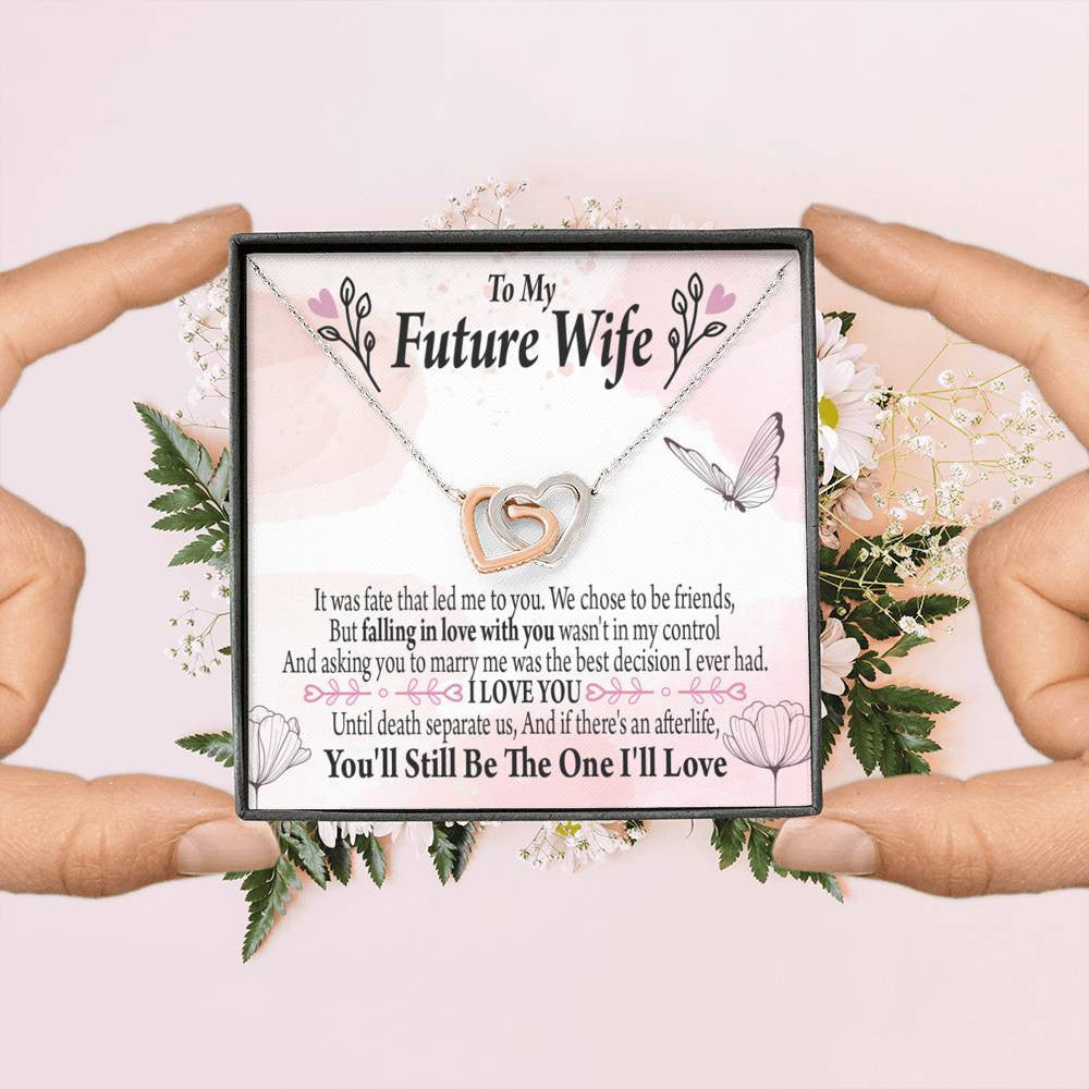 To My Future Wifebest Decision Inseparable Necklace Pendant 18k Rose Gold Finish 16� - Interlocking Hearts Necklace