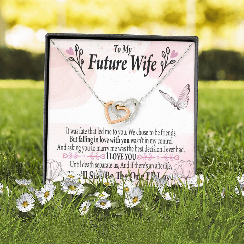 To My Future Wifebest Decision Inseparable Necklace Pendant 18k Rose Gold Finish 16� - Interlocking Hearts Necklace