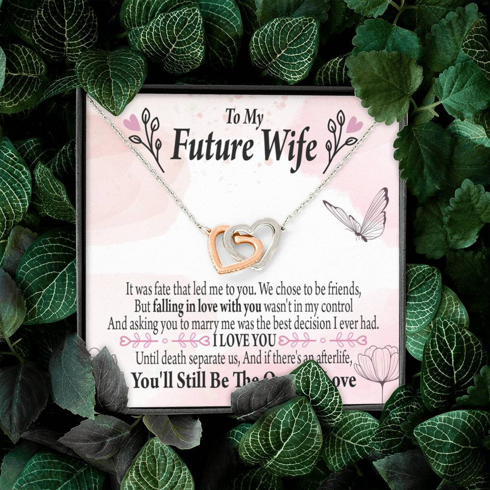 To My Future Wifebest Decision Inseparable Necklace Pendant 18k Rose Gold Finish 16� - Interlocking Hearts Necklace