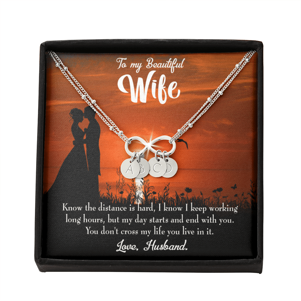 To My Wife Knowing The Distance Infinity Bracelet With Initial Charms - Infinity Bracelet