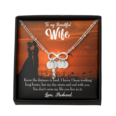 To My Wife Knowing The Distance Infinity Bracelet With Initial Charms - Infinity Bracelet
