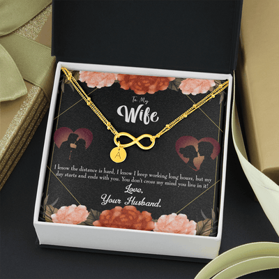 To My Wife Always On My Mind Infinity Bracelet With Initial Charms - Infinity Bracelet