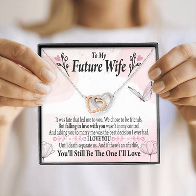 To My Future Wifebest Decision Inseparable Necklace Pendant 18k Rose Gold Finish 16� - Interlocking Hearts Necklace