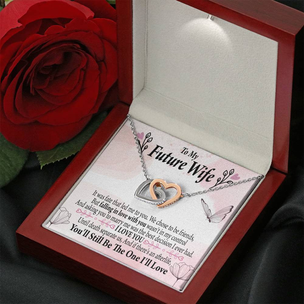 To My Future Wifebest Decision Inseparable Necklace Pendant 18k Rose Gold Finish 16� - Interlocking Hearts Necklace