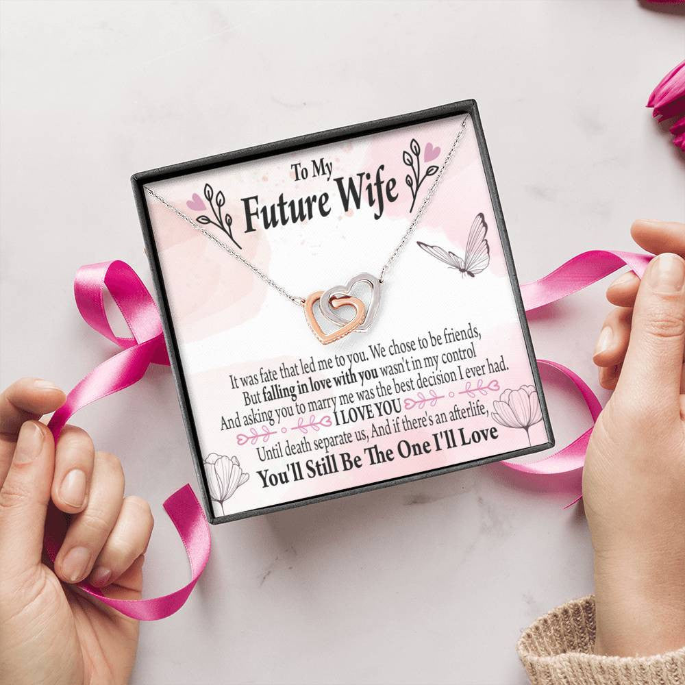 To My Future Wifebest Decision Inseparable Necklace Pendant 18k Rose Gold Finish 16� - Interlocking Hearts Necklace