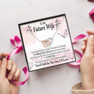 To My Future Wifebest Decision Inseparable Necklace Pendant 18k Rose Gold Finish 16� - Interlocking Hearts Necklace