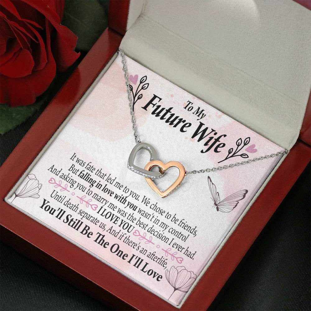 To My Future Wifebest Decision Inseparable Necklace Pendant 18k Rose Gold Finish 16� - Interlocking Hearts Necklace
