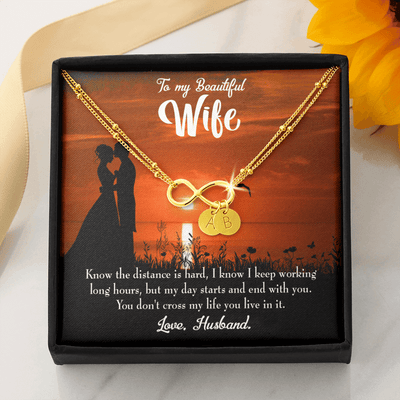 To My Wife Knowing The Distance Infinity Bracelet With Initial Charms - Infinity Bracelet