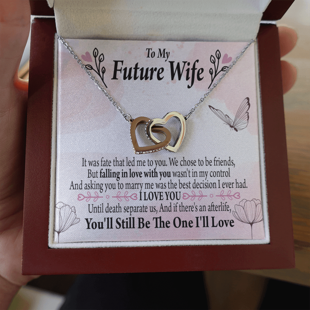 To My Future Wifebest Decision Inseparable Necklace Pendant 18k Rose Gold Finish 16� - Interlocking Hearts Necklace