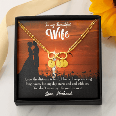 To My Wife Knowing The Distance Infinity Bracelet With Initial Charms - Infinity Bracelet