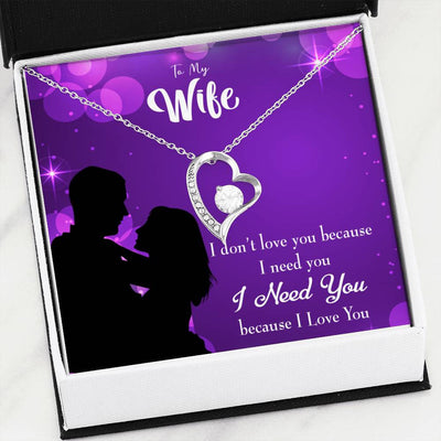 Gift For Wife Gift For Wife Because I Love You Forever Love NecklaceHeart Pendant Stainless Steel or 18k Gold - Forever Love Necklace Gift Idea For Woman