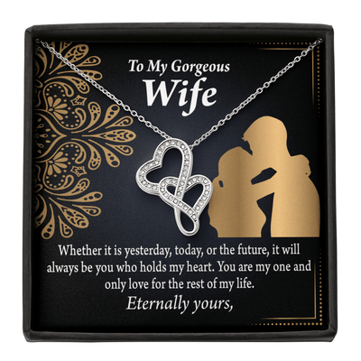 To My Wife It's Always Been You Twin Hearts Necklace Cz Eternal Bond Pendant From Son Daughter Gift Anniversary Birthday Graduation Mothers Day - Double Hearts Necklace