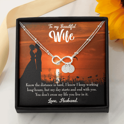 To My Wife Knowing The Distance Infinity Bracelet With Initial Charms - Infinity Bracelet