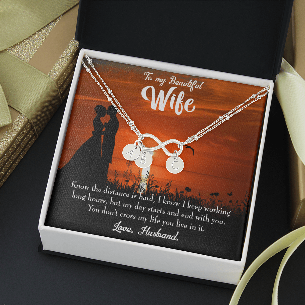 To My Wife Knowing The Distance Infinity Bracelet With Initial Charms - Infinity Bracelet