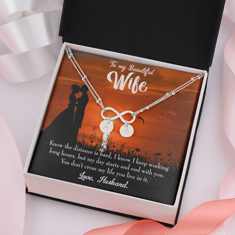 To My Wife Knowing The Distance Infinity Bracelet With Initial Charms - Infinity Bracelet