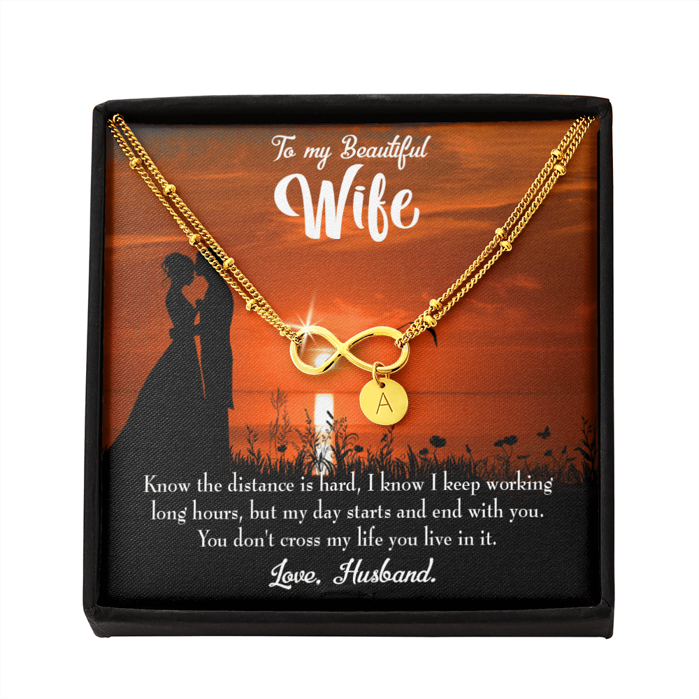 To My Wife Knowing The Distance Infinity Bracelet With Initial Charms - Infinity Bracelet
