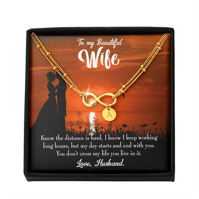 To My Wife Knowing The Distance Infinity Bracelet With Initial Charms - Infinity Bracelet