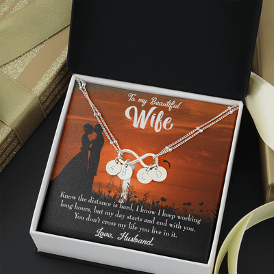 To My Wife Knowing The Distance Infinity Bracelet With Initial Charms - Infinity Bracelet