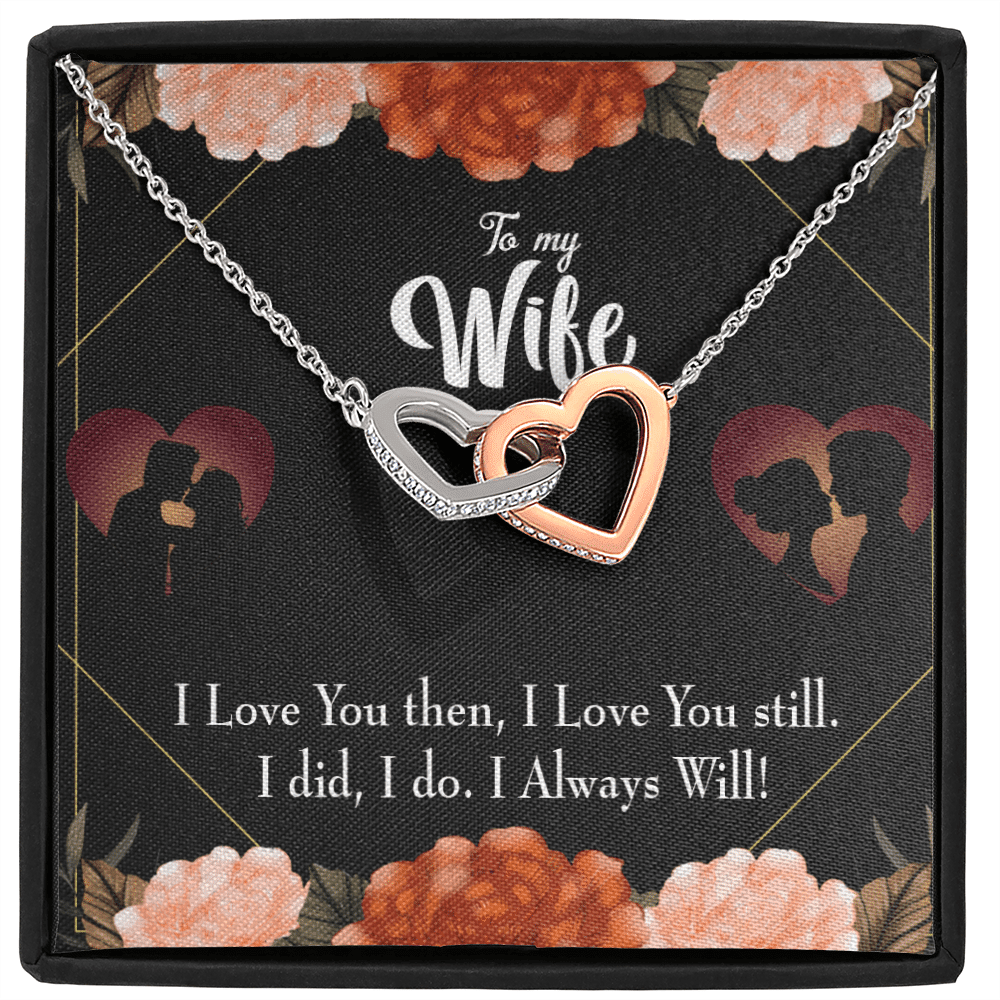 Wife Gift For Wife Birthday I Love You Then And Now Inseparable Love Pendant 18k Rose Gold Finish 16� - Interlocking Hearts Necklace