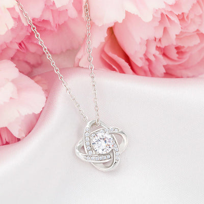 To My Girlfriend The Reason For First Love Story Love Knot Pendant Necklace Stainless Steel W Cz Stone - Luxury Love Knot Necklace Meanful Gift Idea For Her/Him