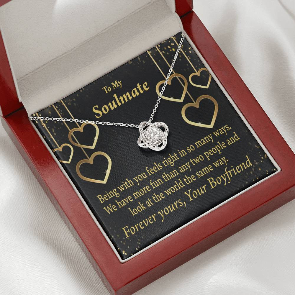 To My Girlfriend Life Is Good With You In It Love Knot Pendant Necklace Stainless Steel W Cz Stone - Luxury Love Knot Necklace Meanful Gift Idea For Her/Him