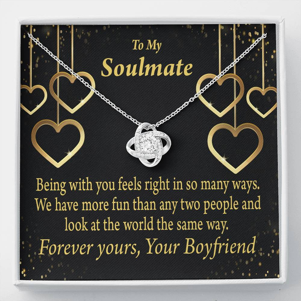 To My Girlfriend Life Is Good With You In It Love Knot Pendant Necklace Stainless Steel W Cz Stone - Luxury Love Knot Necklace Meanful Gift Idea For Her/Him