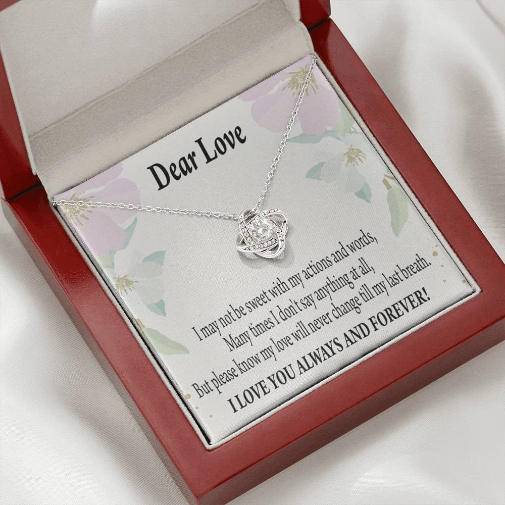 Always And Forever Wife Girlfriend Necklace Love Knot Pendant Necklace Stainless Steel W Cz Stone - Luxury Love Knot Necklace Meanful Gift Idea For Her/Him