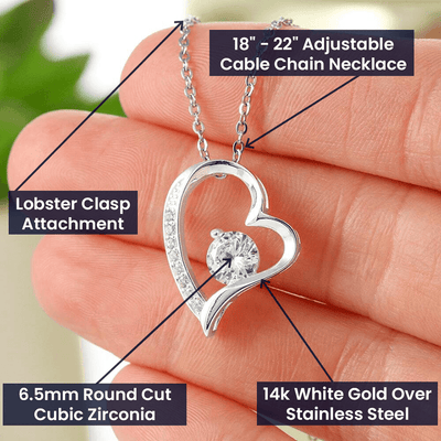 To My Girlfriend All I want For Christmas Message Card Forever Necklace 18k Gold or Stainless Steel 18" Necklace - Forever Love Necklace Gift Idea For Woman