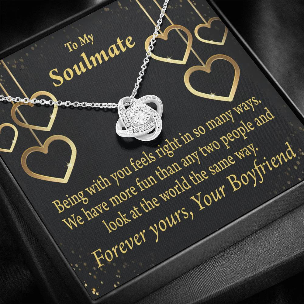 To My Girlfriend Life Is Good With You In It Love Knot Pendant Necklace Stainless Steel W Cz Stone - Luxury Love Knot Necklace Meanful Gift Idea For Her/Him