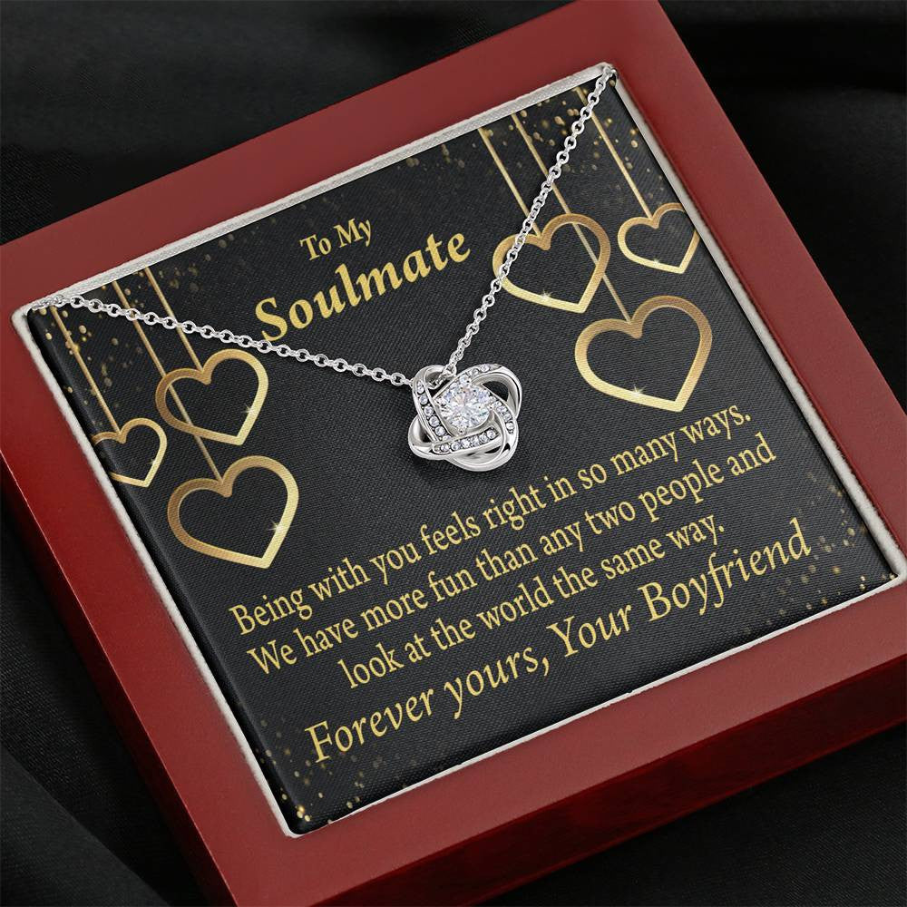 To My Girlfriend Life Is Good With You In It Love Knot Pendant Necklace Stainless Steel W Cz Stone - Luxury Love Knot Necklace Meanful Gift Idea For Her/Him