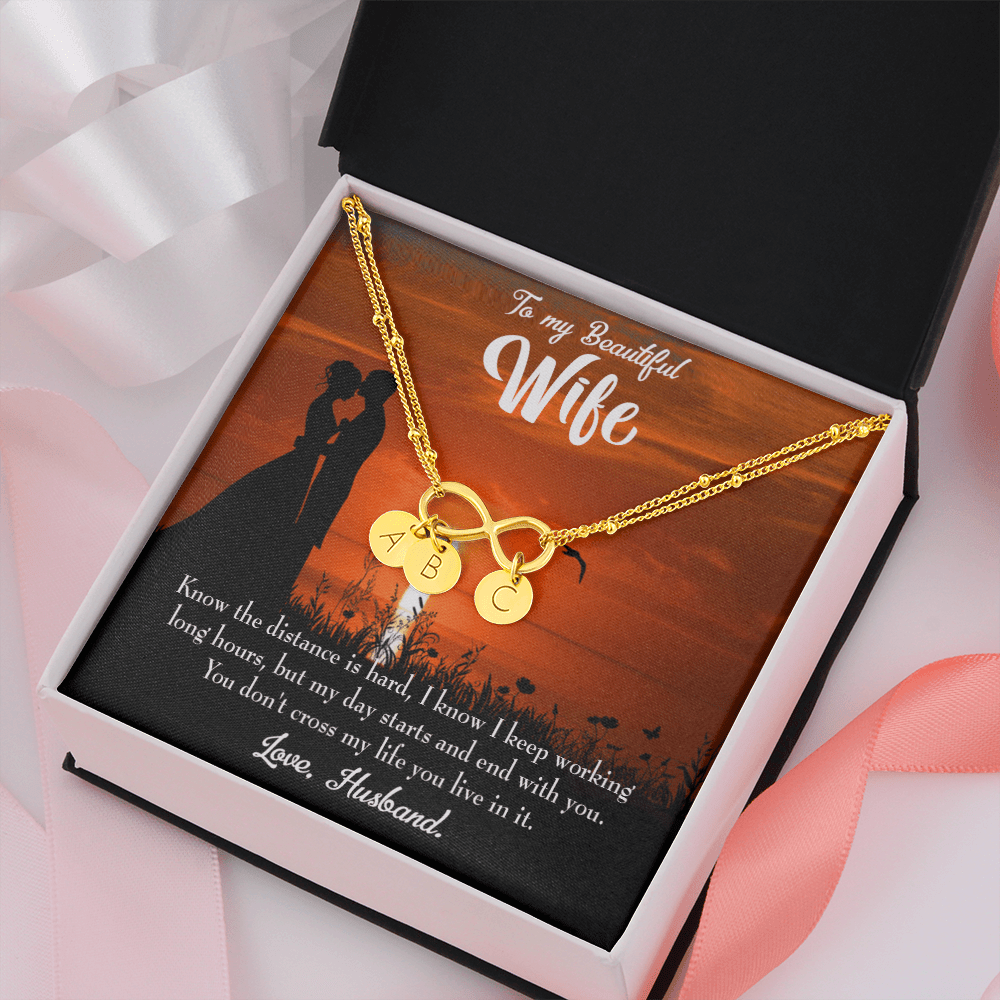 To My Wife Knowing The Distance Infinity Bracelet With Initial Charms - Infinity Bracelet