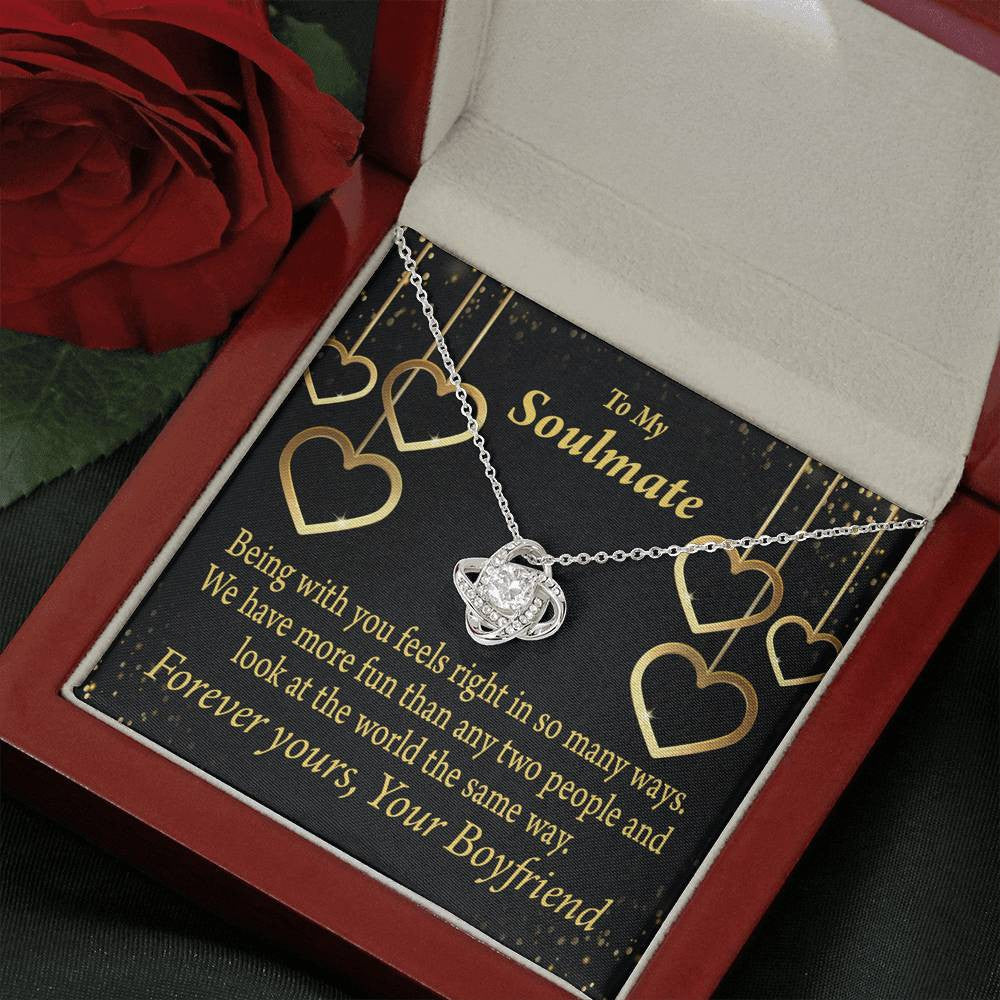 To My Girlfriend Life Is Good With You In It Love Knot Pendant Necklace Stainless Steel W Cz Stone - Luxury Love Knot Necklace Meanful Gift Idea For Her/Him