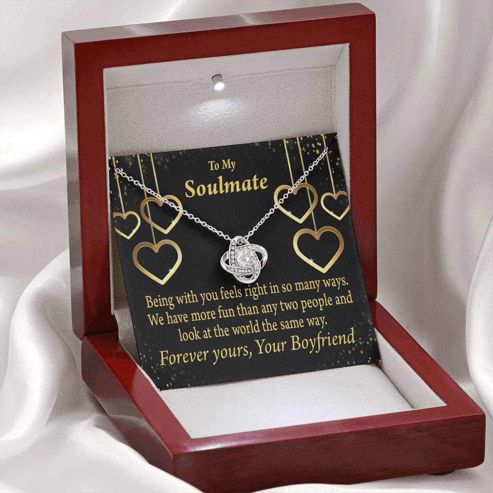 To My Girlfriend Life Is Good With You In It Love Knot Pendant Necklace Stainless Steel W Cz Stone - Luxury Love Knot Necklace Meanful Gift Idea For Her/Him