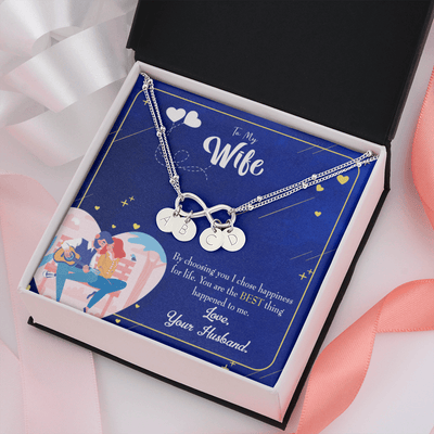 To My Wife I Chose Happiness Infinity Bracelet With Initial Charms - Infinity Bracelet