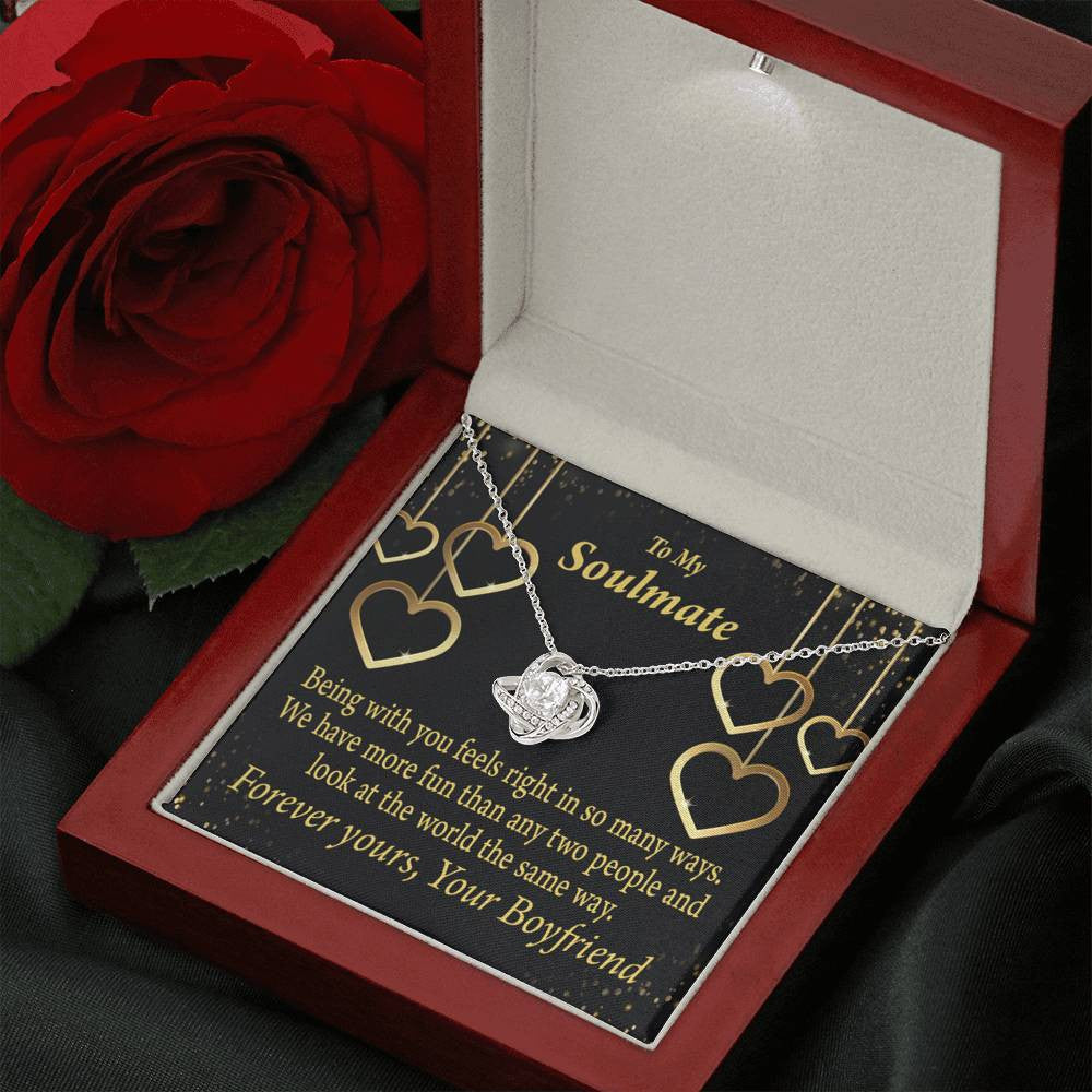 To My Girlfriend Life Is Good With You In It Love Knot Pendant Necklace Stainless Steel W Cz Stone - Luxury Love Knot Necklace Meanful Gift Idea For Her/Him