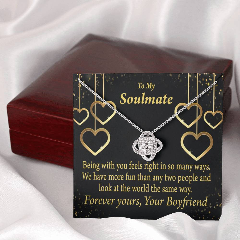 To My Girlfriend Life Is Good With You In It Love Knot Pendant Necklace Stainless Steel W Cz Stone - Luxury Love Knot Necklace Meanful Gift Idea For Her/Him