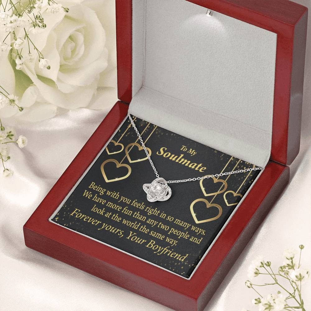To My Girlfriend Life Is Good With You In It Love Knot Pendant Necklace Stainless Steel W Cz Stone - Luxury Love Knot Necklace Meanful Gift Idea For Her/Him