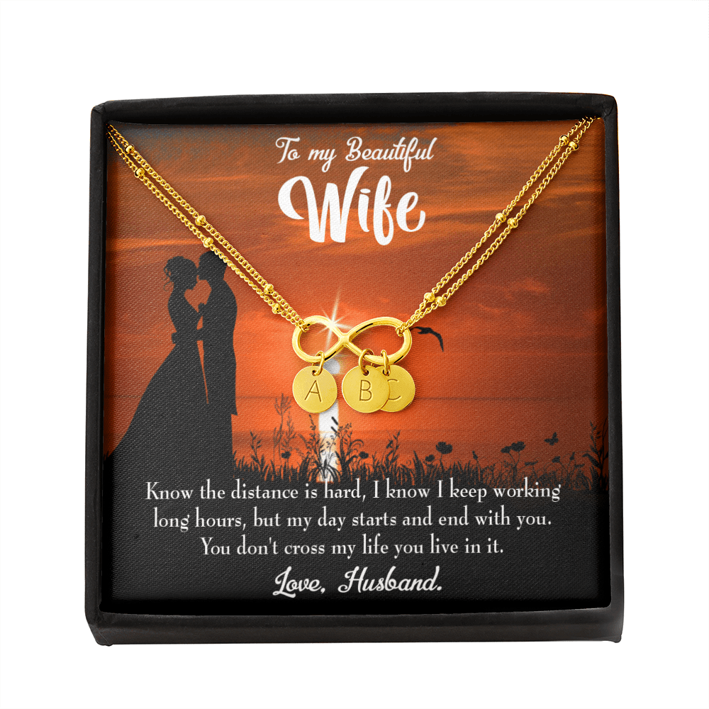 To My Wife Knowing The Distance Infinity Bracelet With Initial Charms - Infinity Bracelet