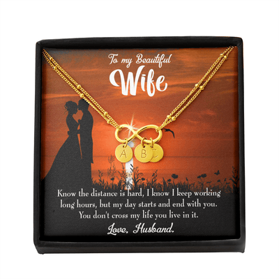 To My Wife Knowing The Distance Infinity Bracelet With Initial Charms - Infinity Bracelet