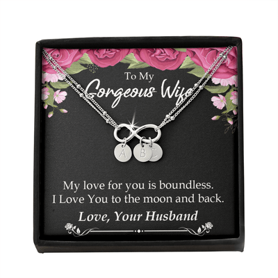 To My Wife My Love For You Is Boundless Infinity Bracelet With Initial Charms - Infinity Bracelet