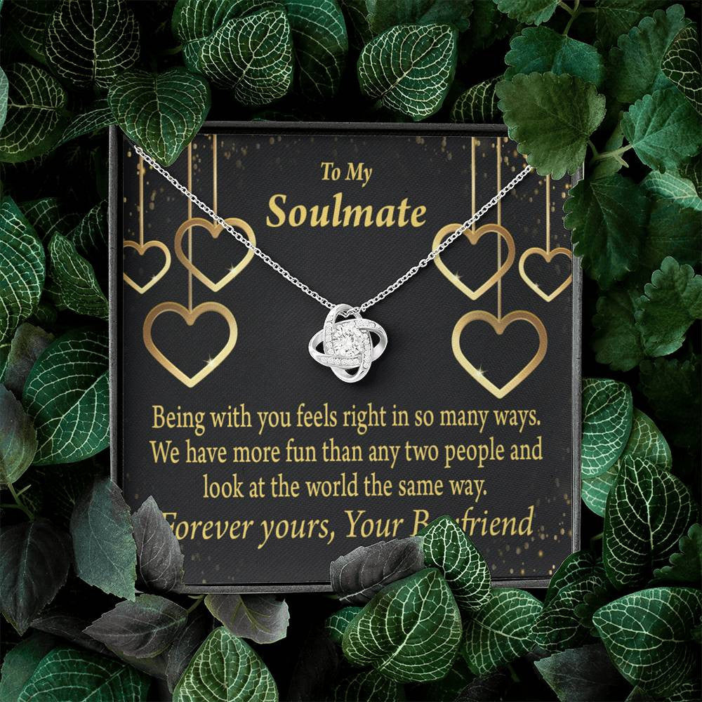 To My Girlfriend Life Is Good With You In It Love Knot Pendant Necklace Stainless Steel W Cz Stone - Luxury Love Knot Necklace Meanful Gift Idea For Her/Him