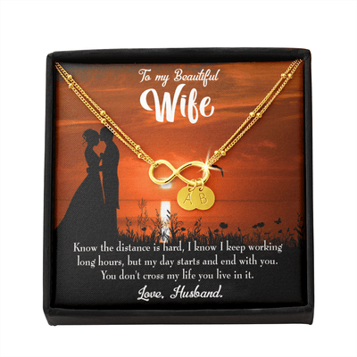 To My Wife Knowing The Distance Infinity Bracelet With Initial Charms - Infinity Bracelet