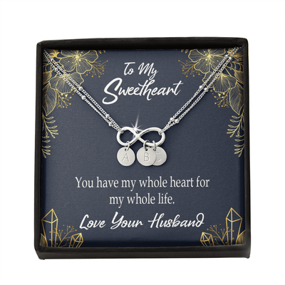 To My Wife My Heart Is Yours Infinity Bracelet With Initial Charms - Infinity Bracelet