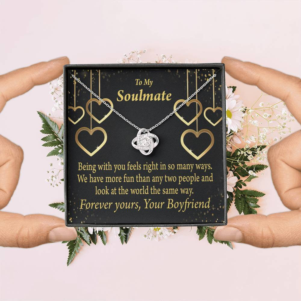To My Girlfriend Life Is Good With You In It Love Knot Pendant Necklace Stainless Steel W Cz Stone - Luxury Love Knot Necklace Meanful Gift Idea For Her/Him