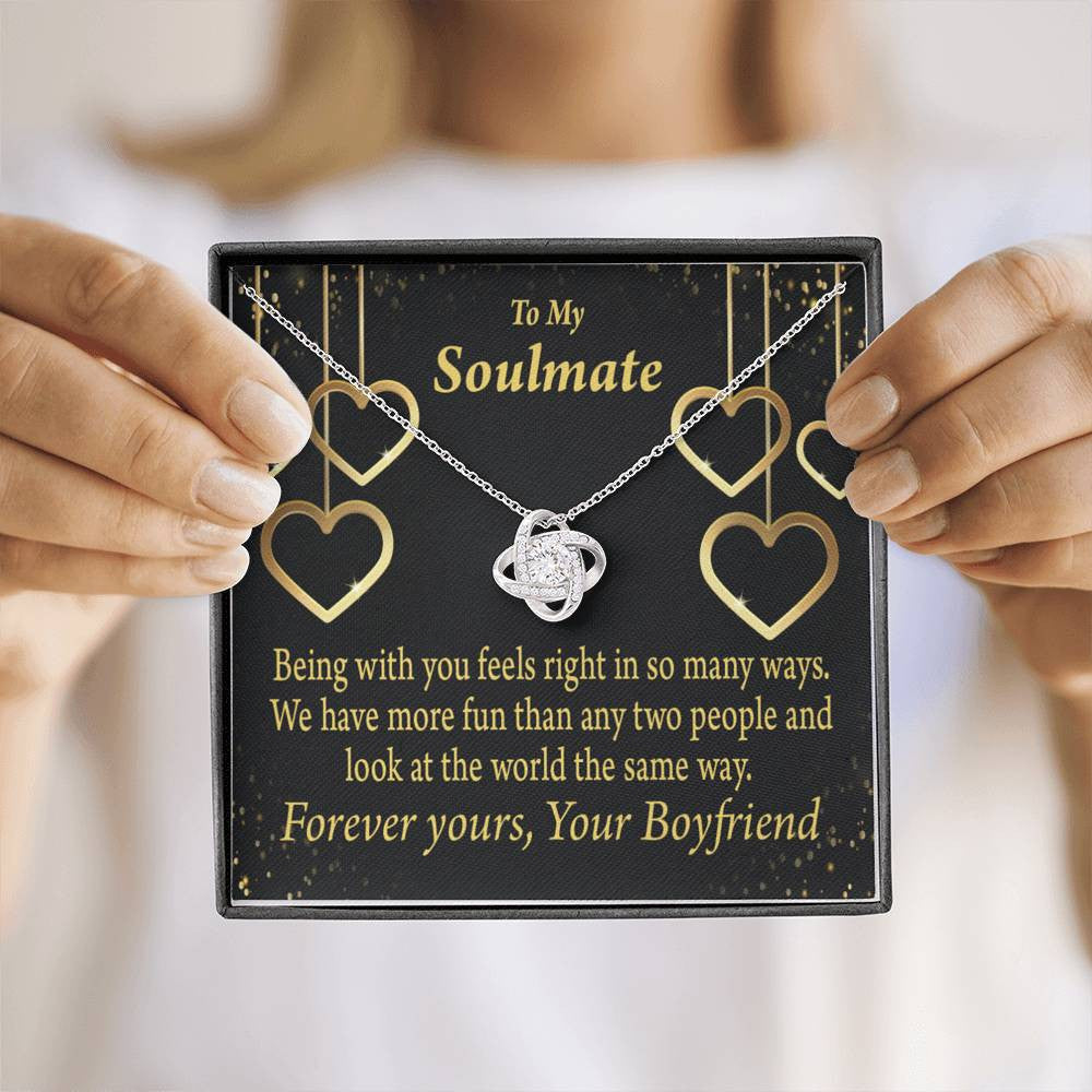 To My Girlfriend Life Is Good With You In It Love Knot Pendant Necklace Stainless Steel W Cz Stone - Luxury Love Knot Necklace Meanful Gift Idea For Her/Him