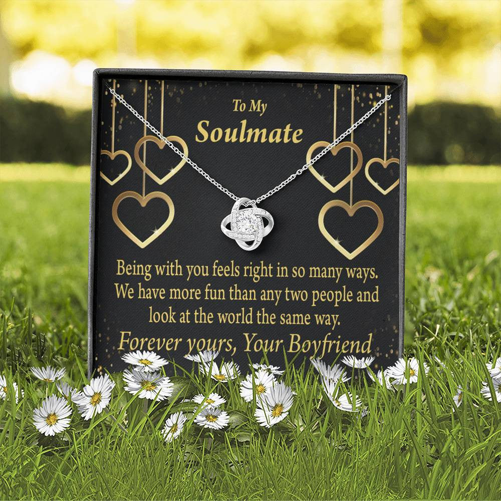 To My Girlfriend Life Is Good With You In It Love Knot Pendant Necklace Stainless Steel W Cz Stone - Luxury Love Knot Necklace Meanful Gift Idea For Her/Him
